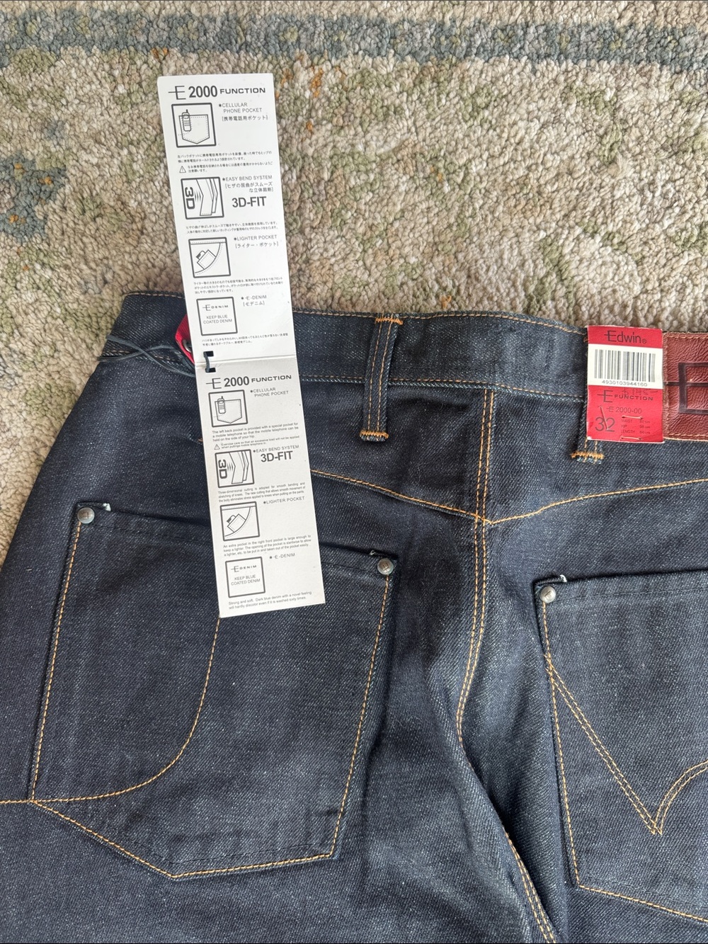 Edwin Function Men's Dark Indigo Straight Jeans with 3D Fit Size 32 - Picture 2 of 4